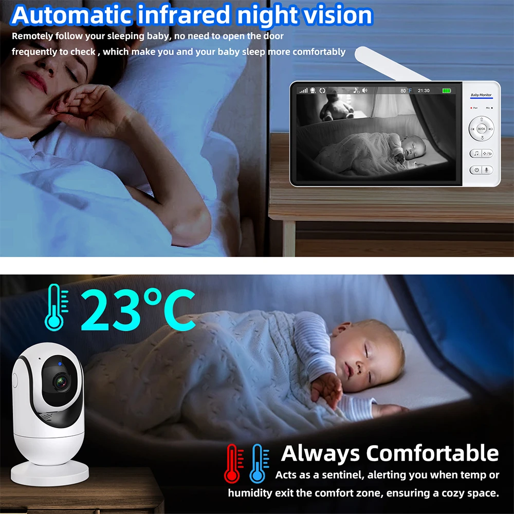 Pas de WiFi 7 pouces bébé moni - Baby Monitor Sensor avis et prix