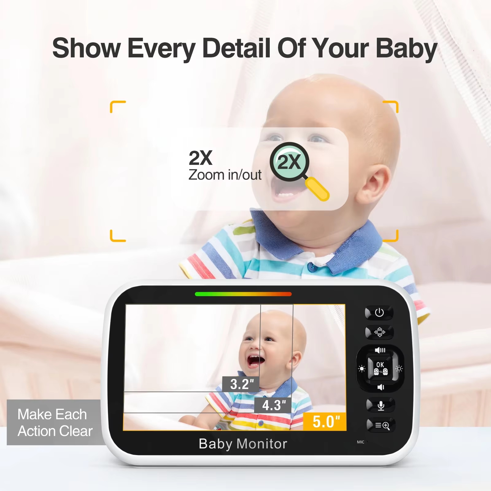 Moniteur pour bébé 5,0 pouces, - Baby Monitor Sensor avis et prix